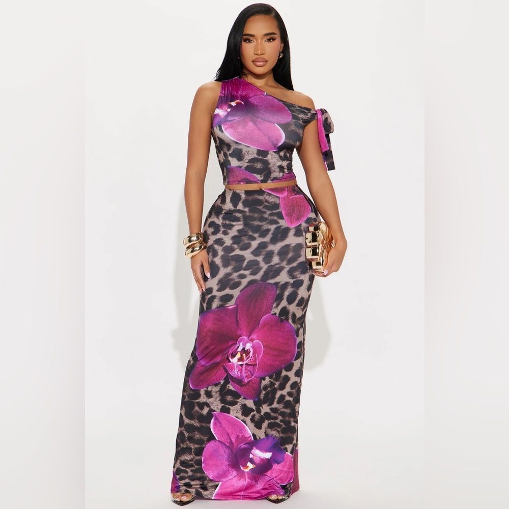 On The Prowl Leopard Skirt Set - Brown Combo